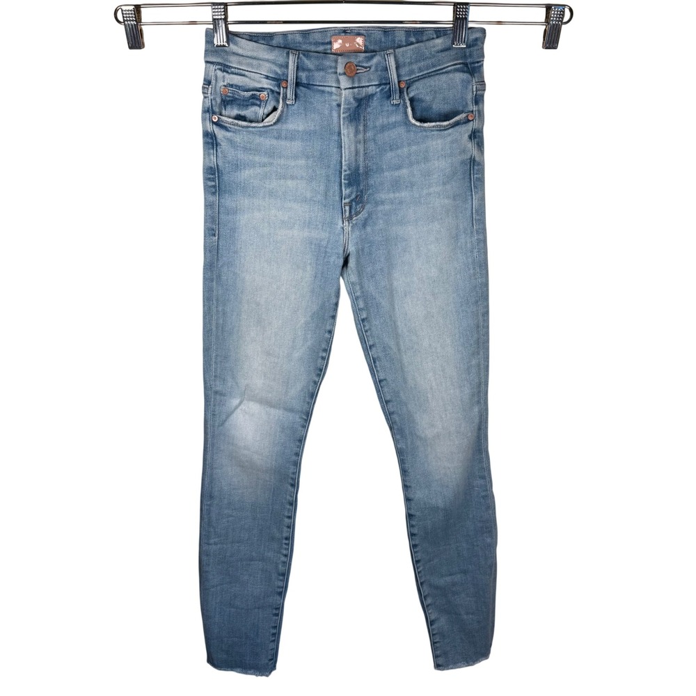 Mother High Waisted Looker Ankle Fray Jeans Womens 26 Blue Au Revoir Streetwear
